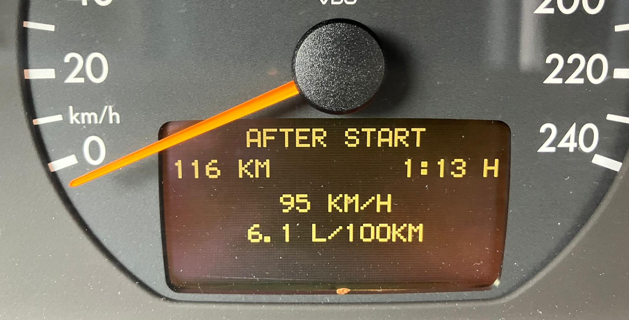 A trip-efficiency record: 16.4 Km/L. The car can be relatively efficient under the right conditions